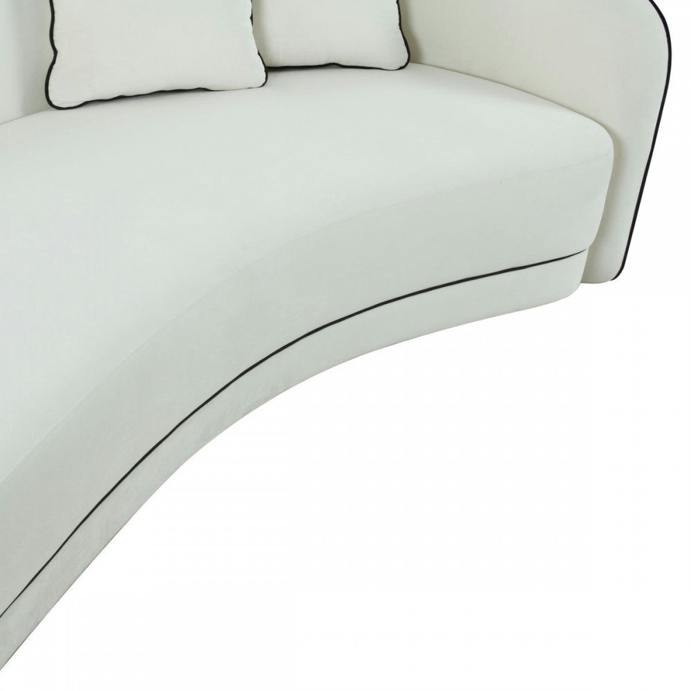 TOV Furniture Carla Cream and Black Velvet Sofa