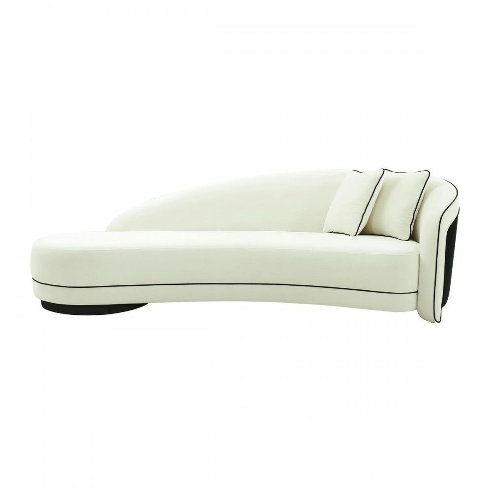 TOV Furniture Carla Cream and Black Velvet Sofa