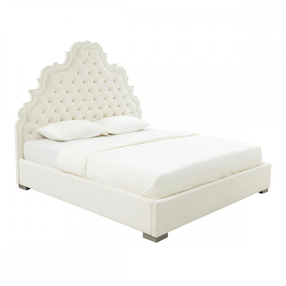 TOV Furniture Carolina Cream Velvet Bed in King