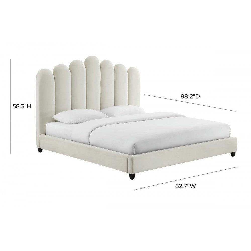 TOV Furniture Celine Cream Velvet Bed in King