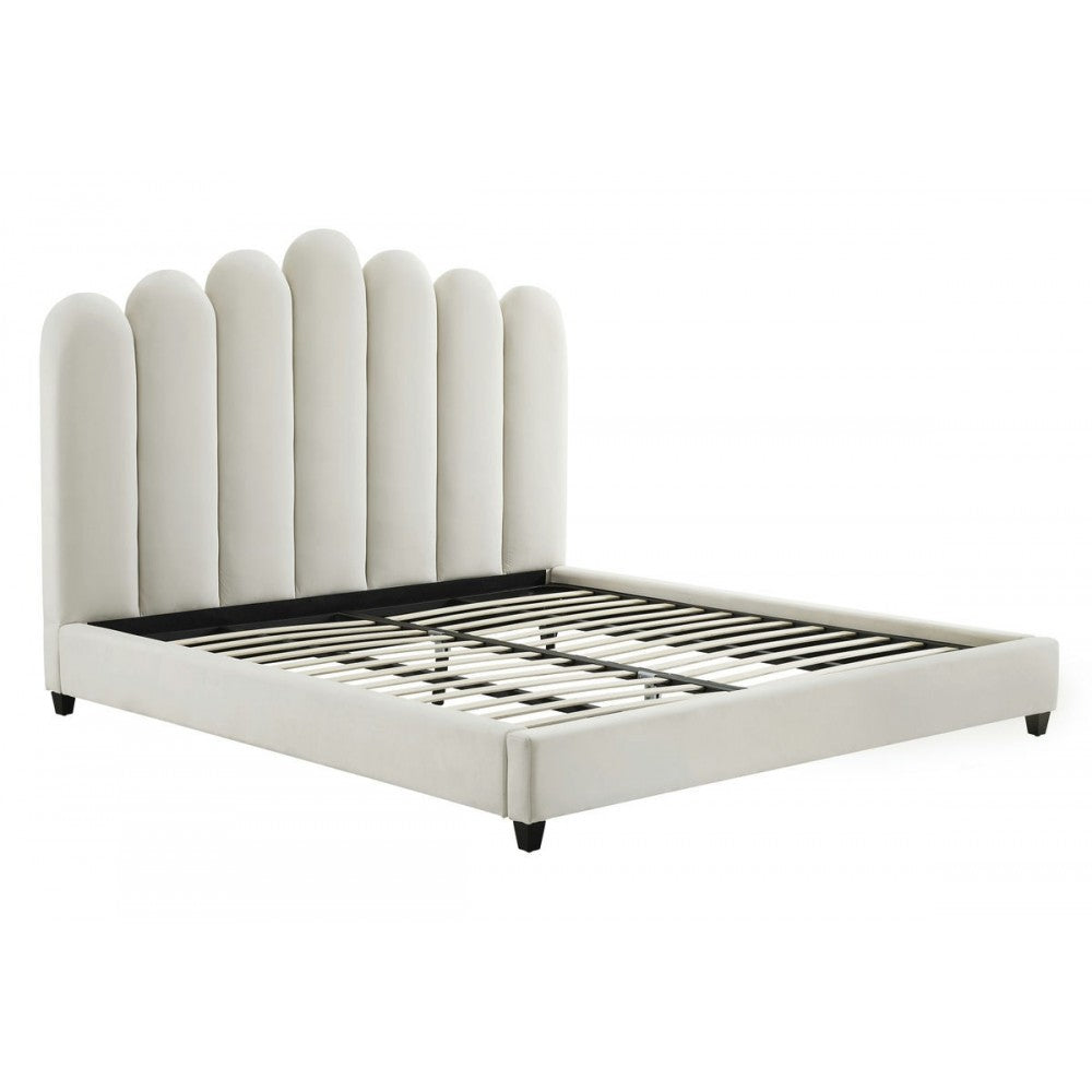 TOV Furniture Celine Cream Velvet Bed in King