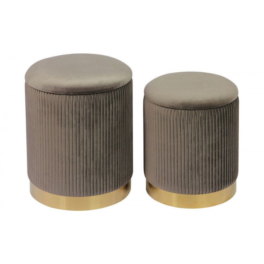 TOV Furniture Channeled Gray Velvet Storage Ottomans - Set of 2