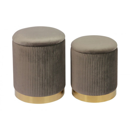 TOV Furniture Channeled Gray Velvet Storage Ottomans - Set of 2