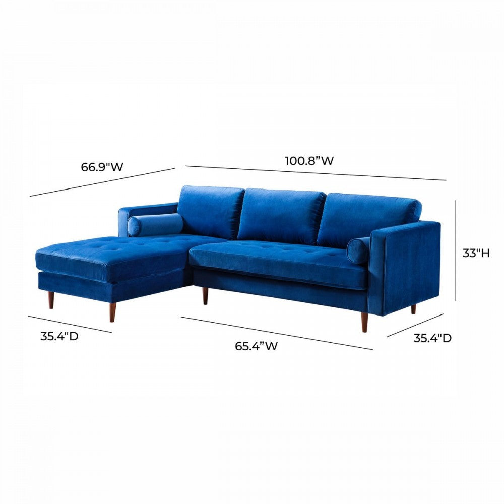 TOV Furniture Como Navy Velvet Sectional LAF