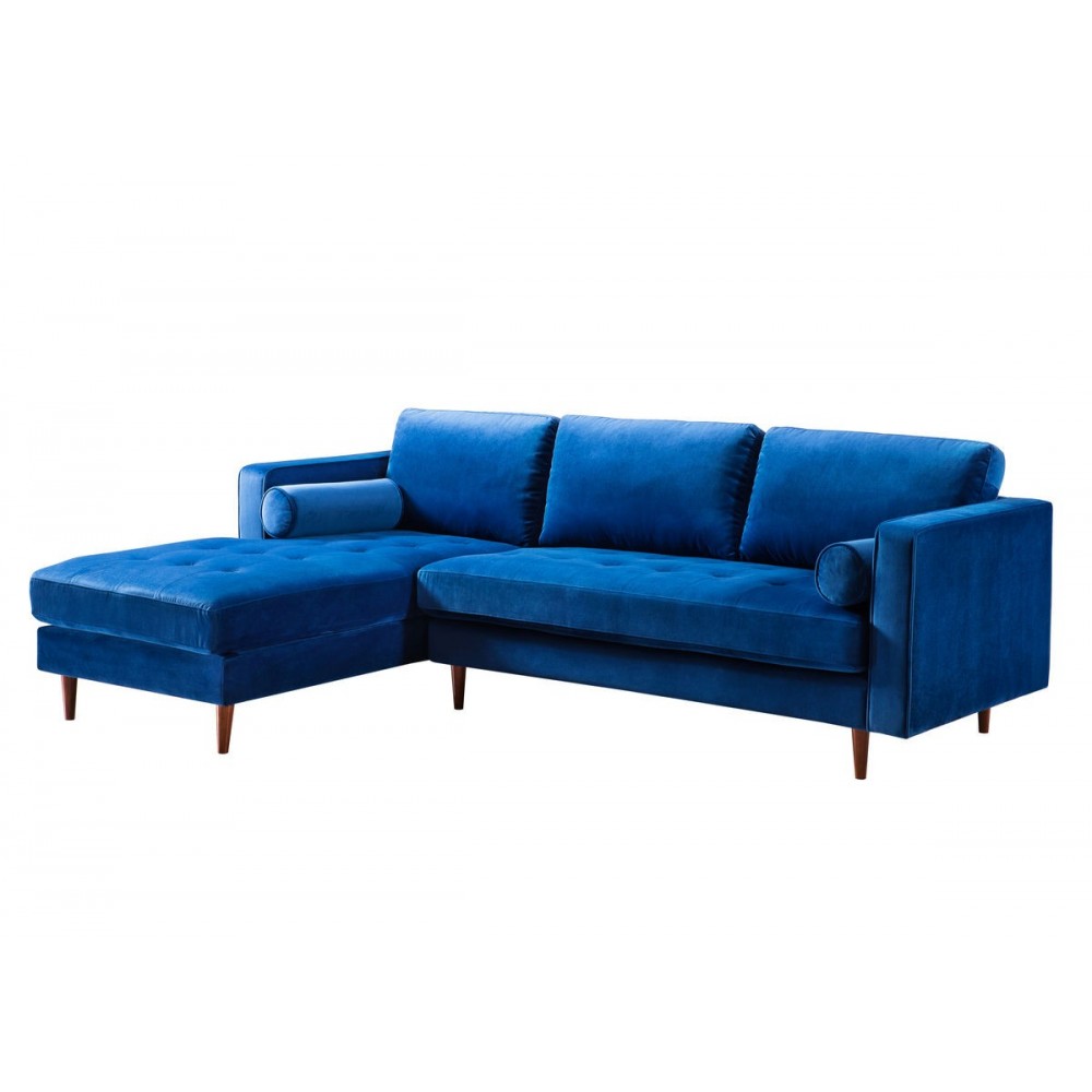 TOV Furniture Como Navy Velvet Sectional LAF