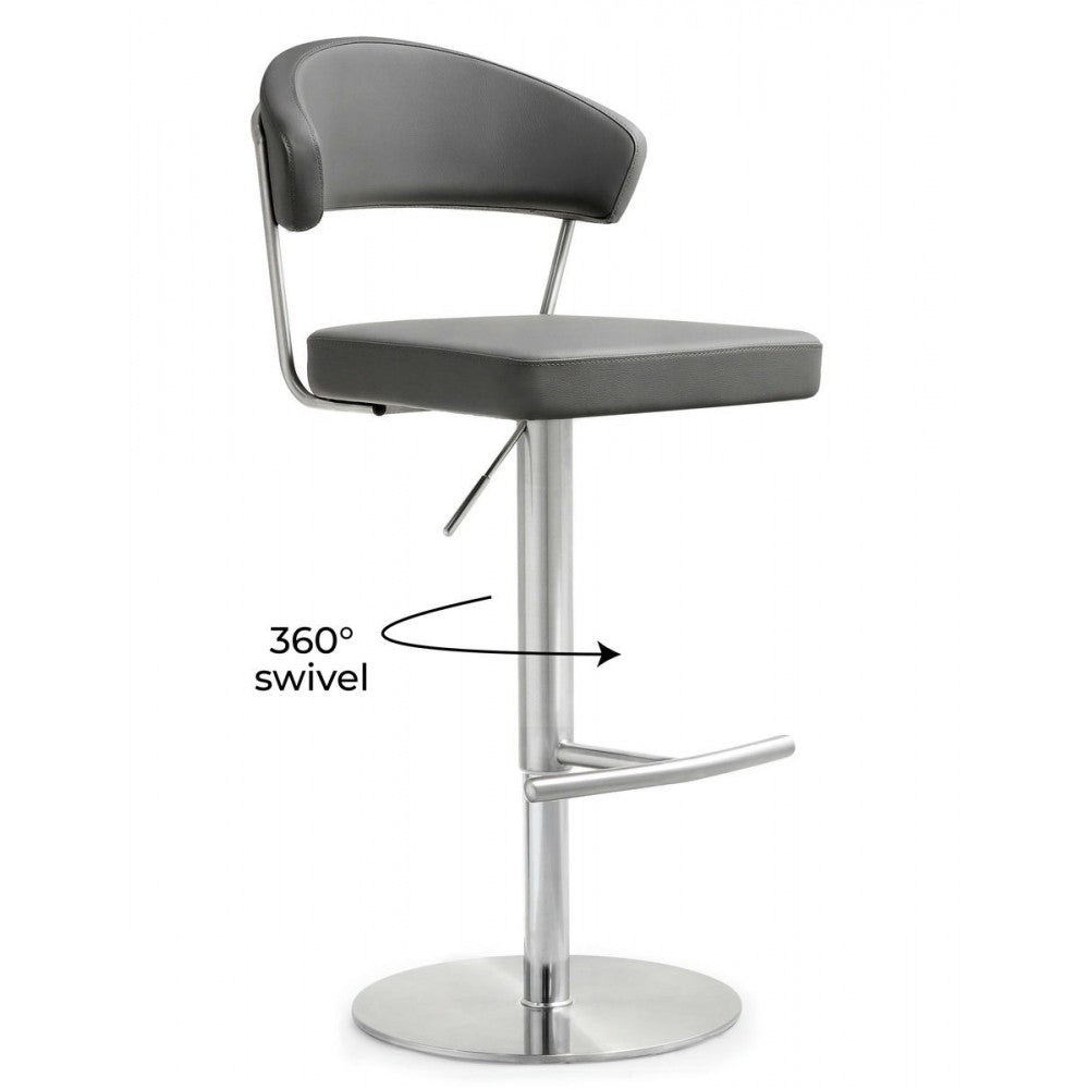 TOV Furniture Cosmo Gray Stainless Steel Barstool