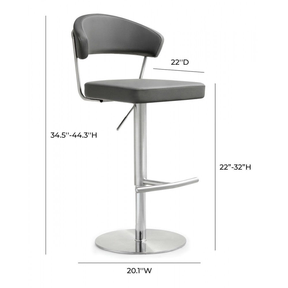 TOV Furniture Cosmo Gray Stainless Steel Barstool