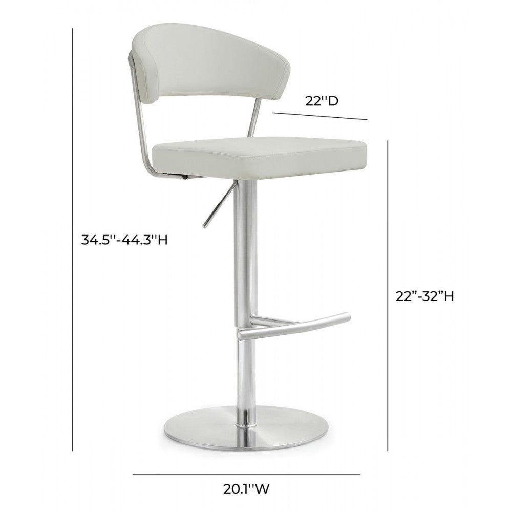 TOV Furniture Cosmo Light Gray Stainless Steel Barstool