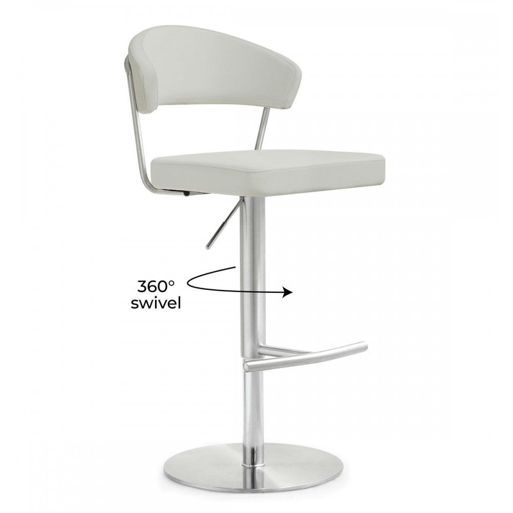 TOV Furniture Cosmo Light Gray Stainless Steel Barstool