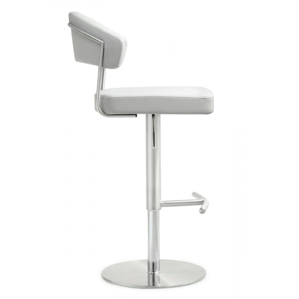 TOV Furniture Cosmo White Stainless Steel Barstool