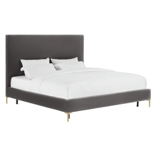 TOV Furniture Delilah Gray Velvet Bed in Queen