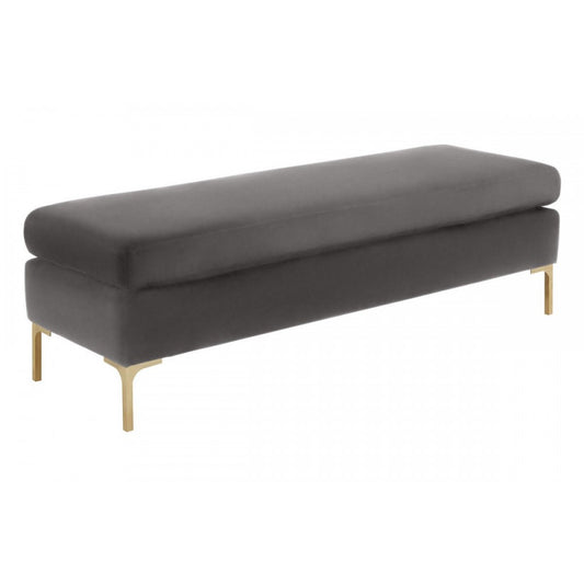 TOV Furniture Delilah Gray Velvet Bench