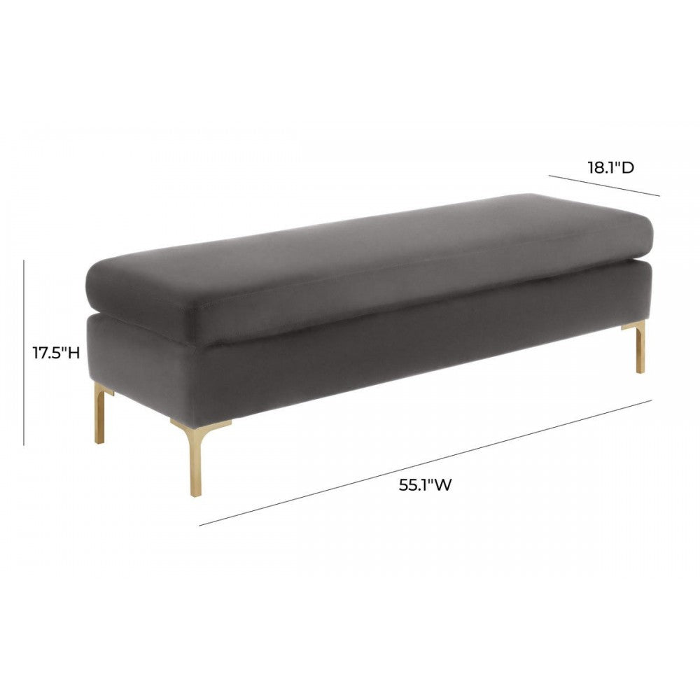 TOV Furniture Delilah Gray Velvet Bench