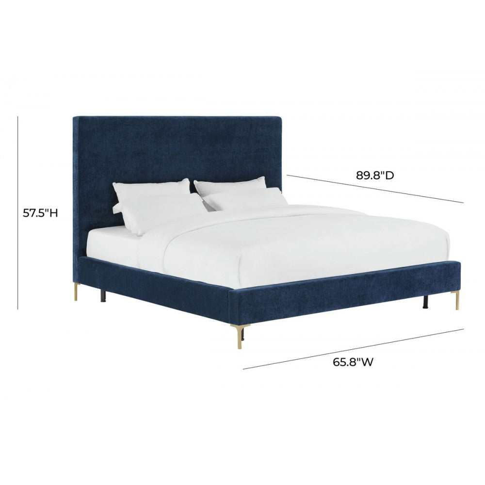 TOV Furniture Delilah Navy Textured Velvet Bed in Queen
