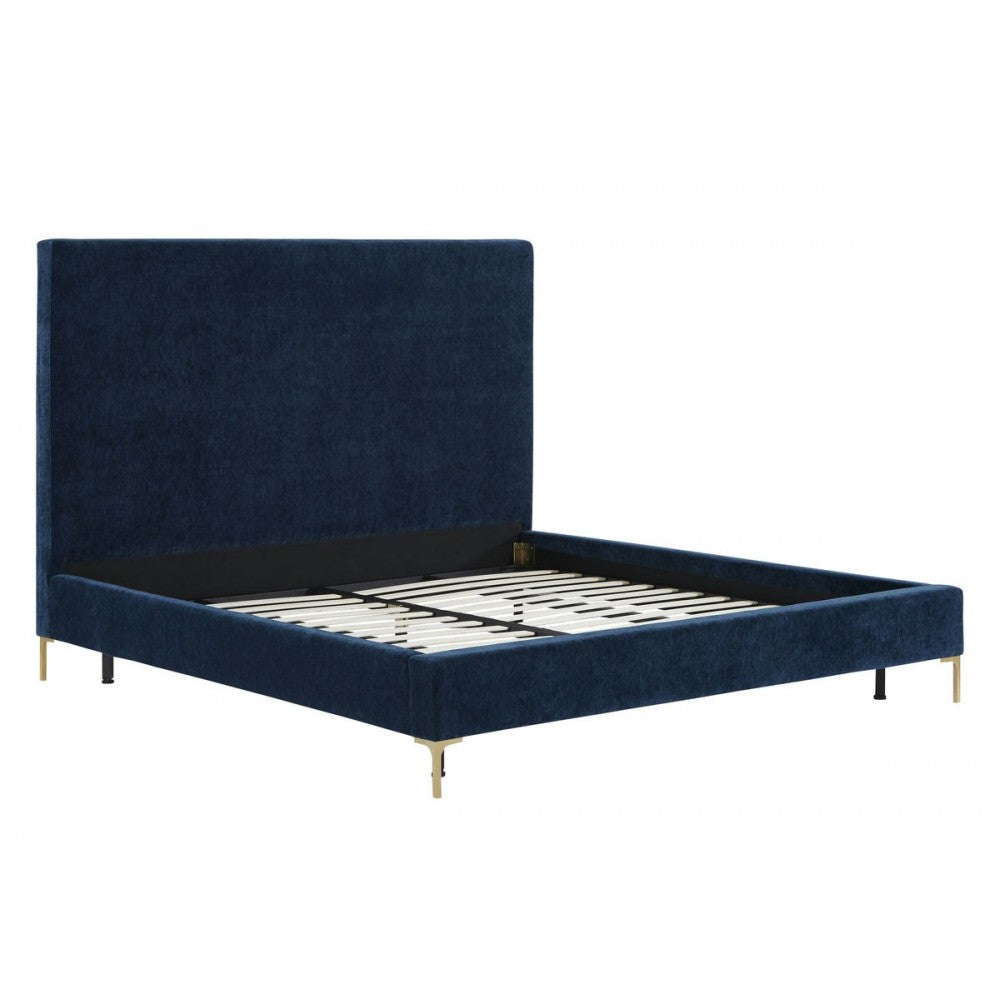 TOV Furniture Delilah Navy Textured Velvet Bed in Queen