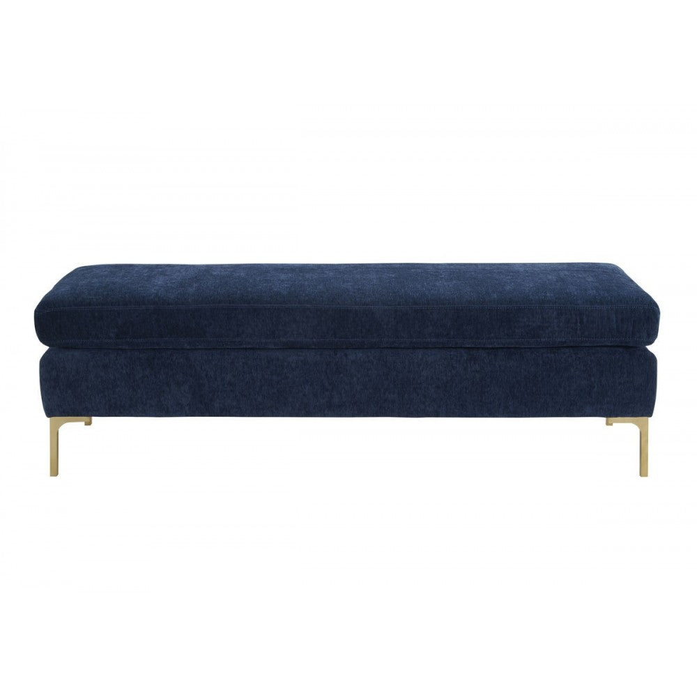 TOV Furniture Delilah Navy Textured Velvet Bench
