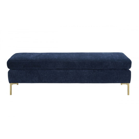 TOV Furniture Delilah Navy Textured Velvet Bench