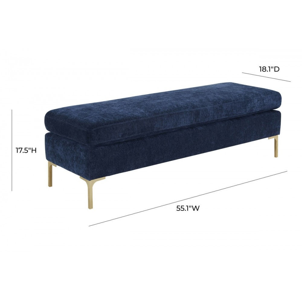 TOV Furniture Delilah Navy Textured Velvet Bench