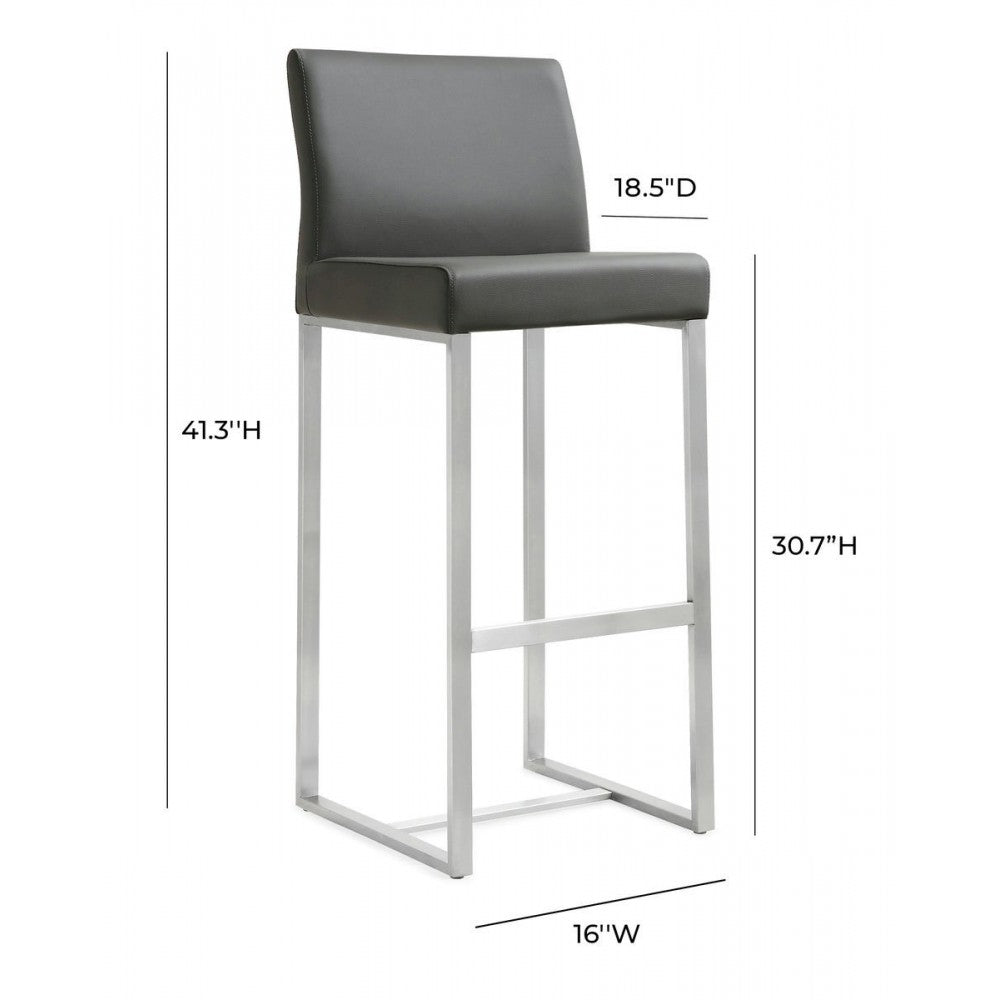 TOV Furniture Denmark Gray Stainless Steel Barstool (Set of 2)