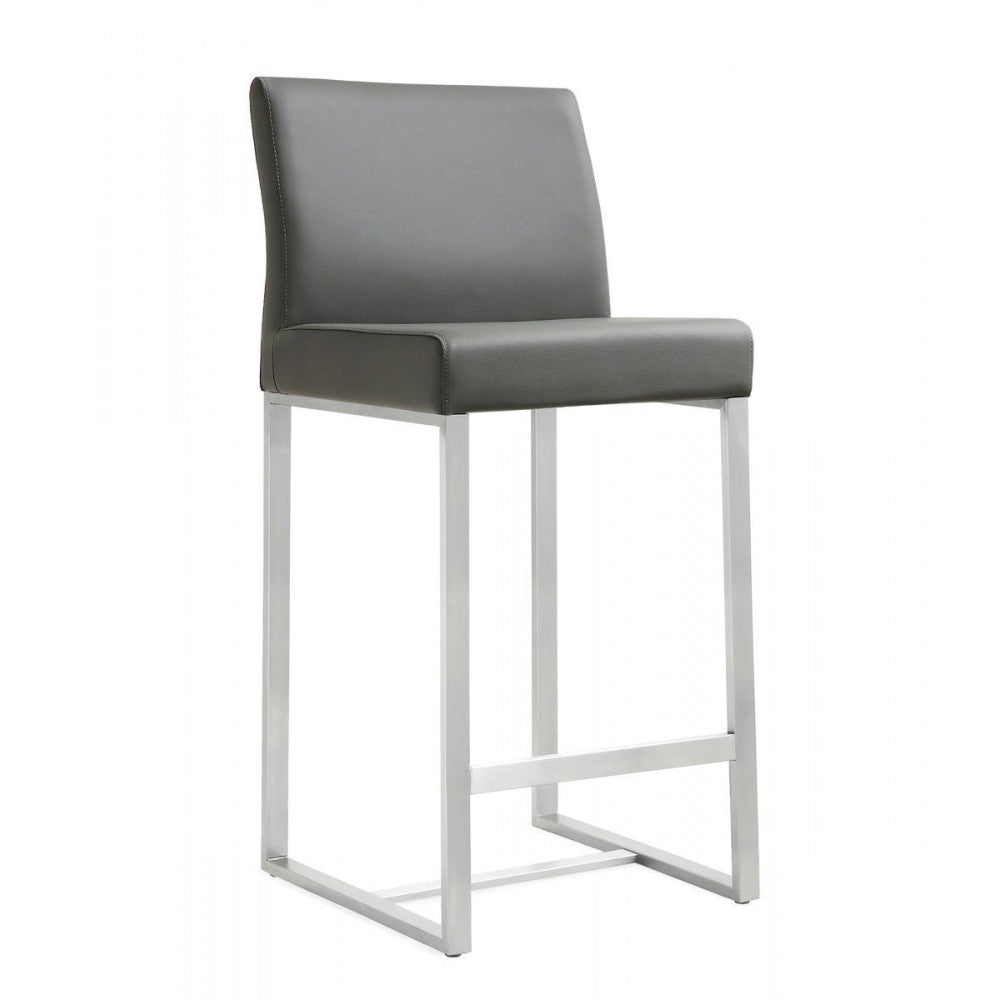 TOV Furniture Denmark Gray Stainless Steel Counter Stool (Set of 2)