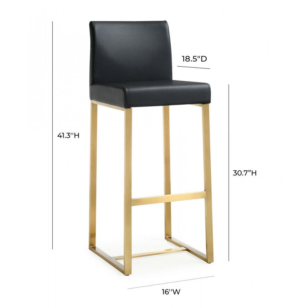 TOV Furniture Denmark Black Gold Steel Barstool (Set of 2)