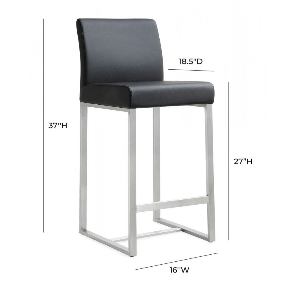 TOV Furniture Denmark Black Stainless Steel Counter Stool (Set of 2)