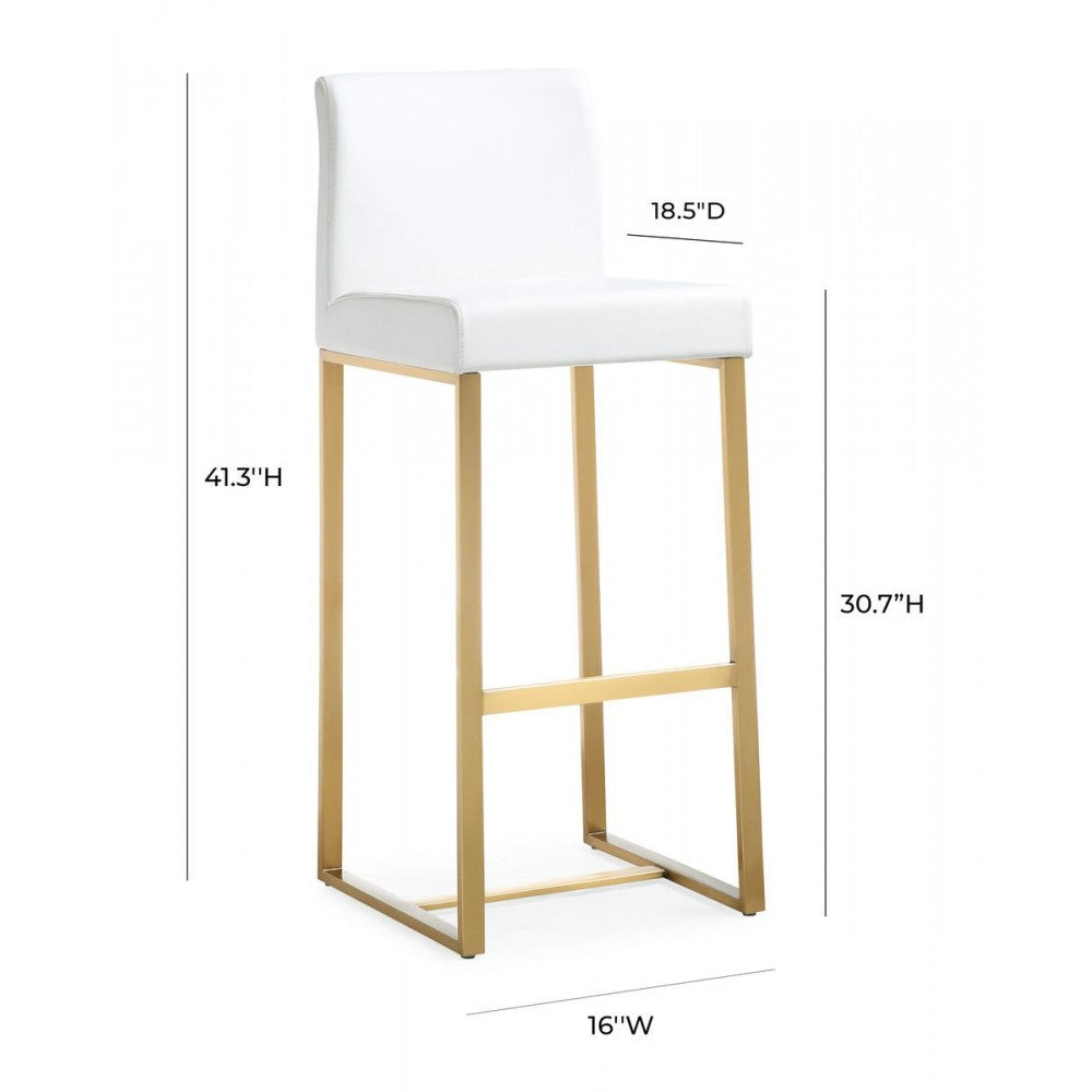 TOV Furniture Denmark White Gold Steel Barstool (Set of 2)