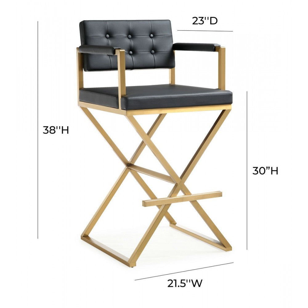 TOV Furniture Director Black Gold Steel Barstool