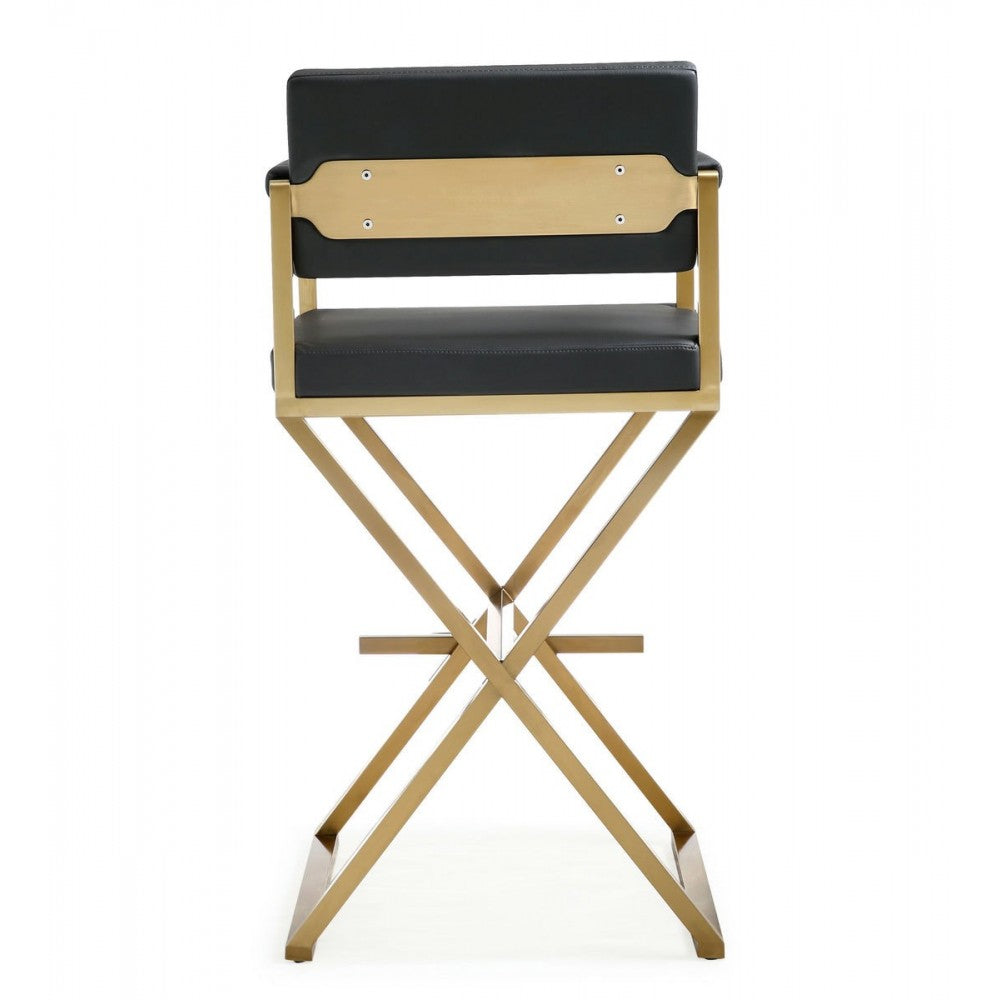 TOV Furniture Director Black Gold Steel Barstool