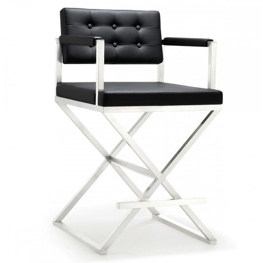 TOV Furniture Director Black Stainless Steel Counter Stool
