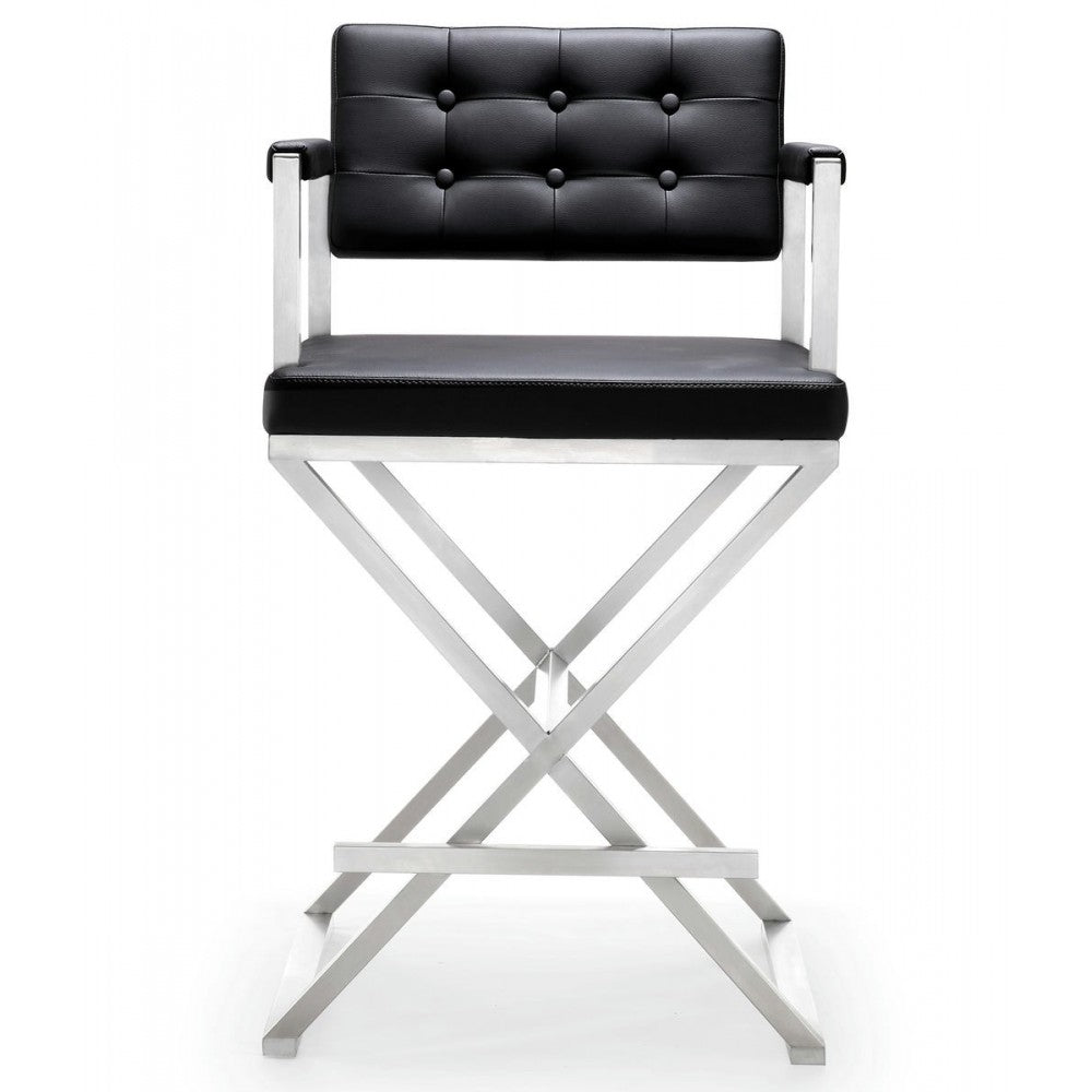 TOV Furniture Director Black Stainless Steel Counter Stool