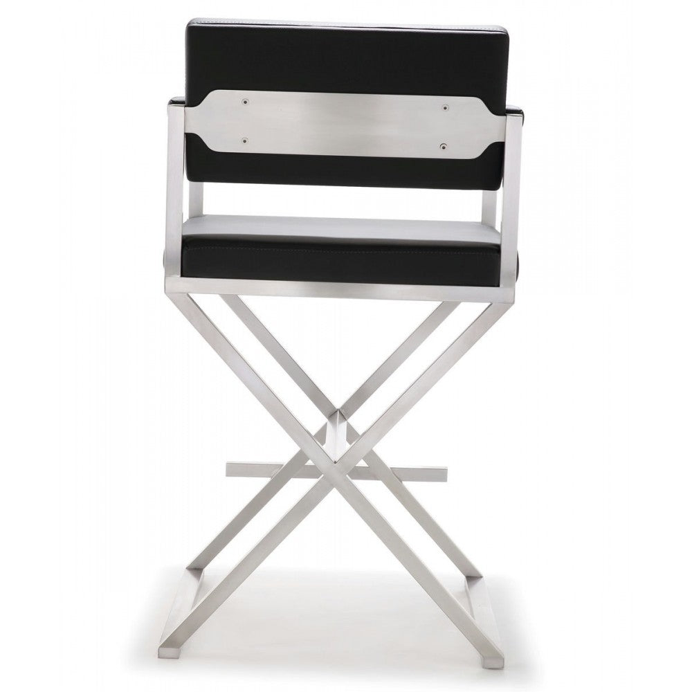 TOV Furniture Director Black Stainless Steel Counter Stool