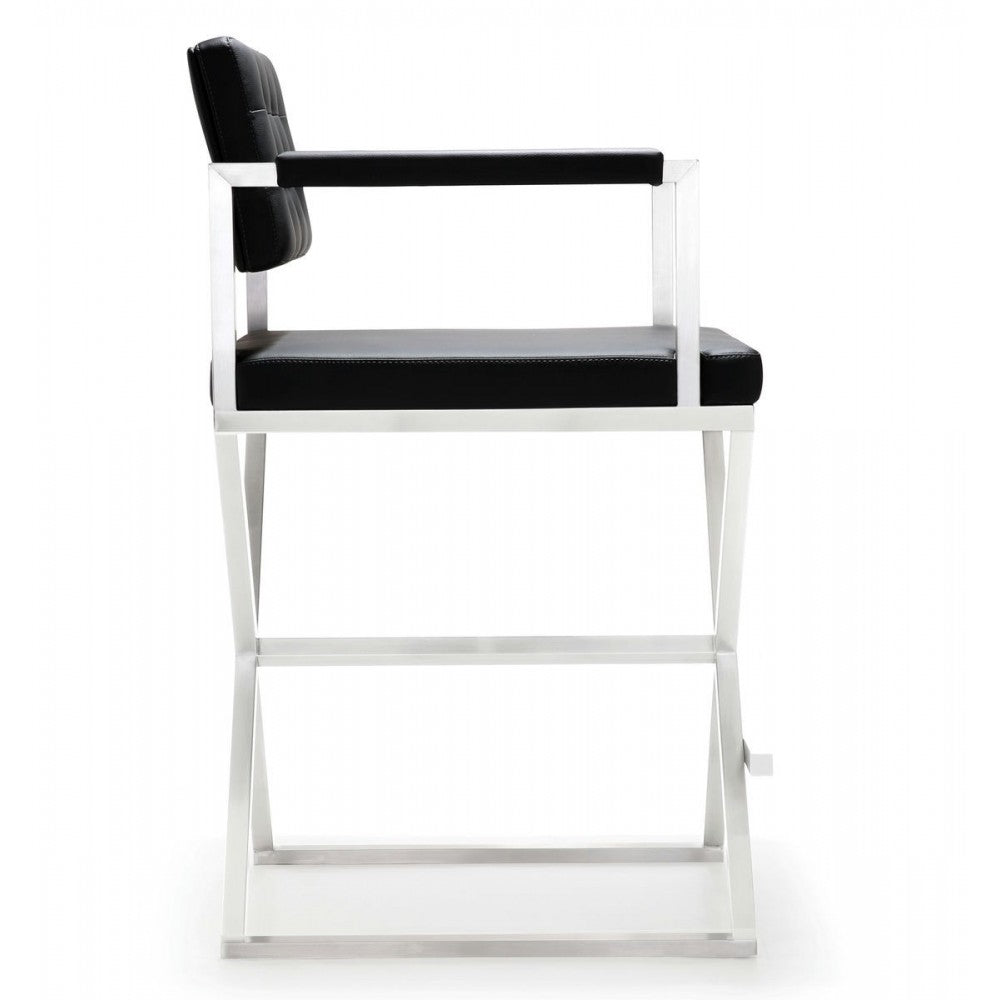 TOV Furniture Director Black Stainless Steel Counter Stool