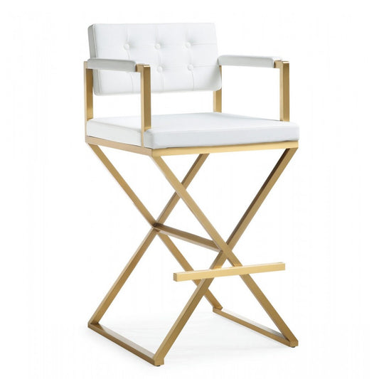 TOV Furniture Director White Gold Steel Barstool