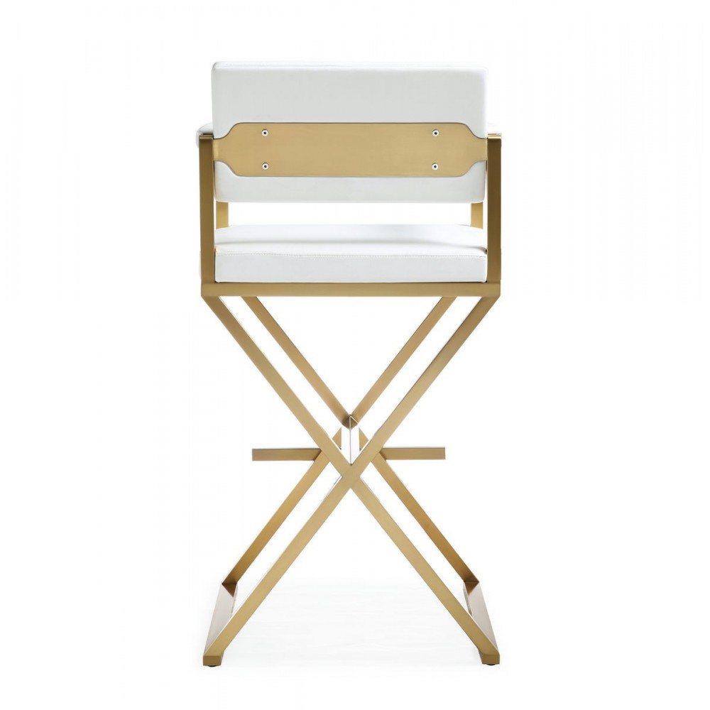 TOV Furniture Director White Gold Steel Barstool