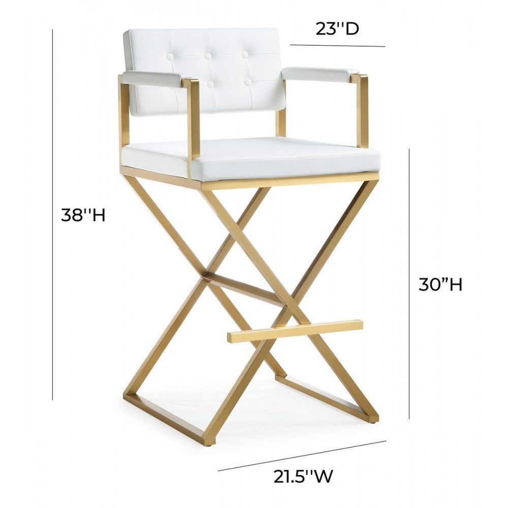 TOV Furniture Director White Gold Steel Barstool