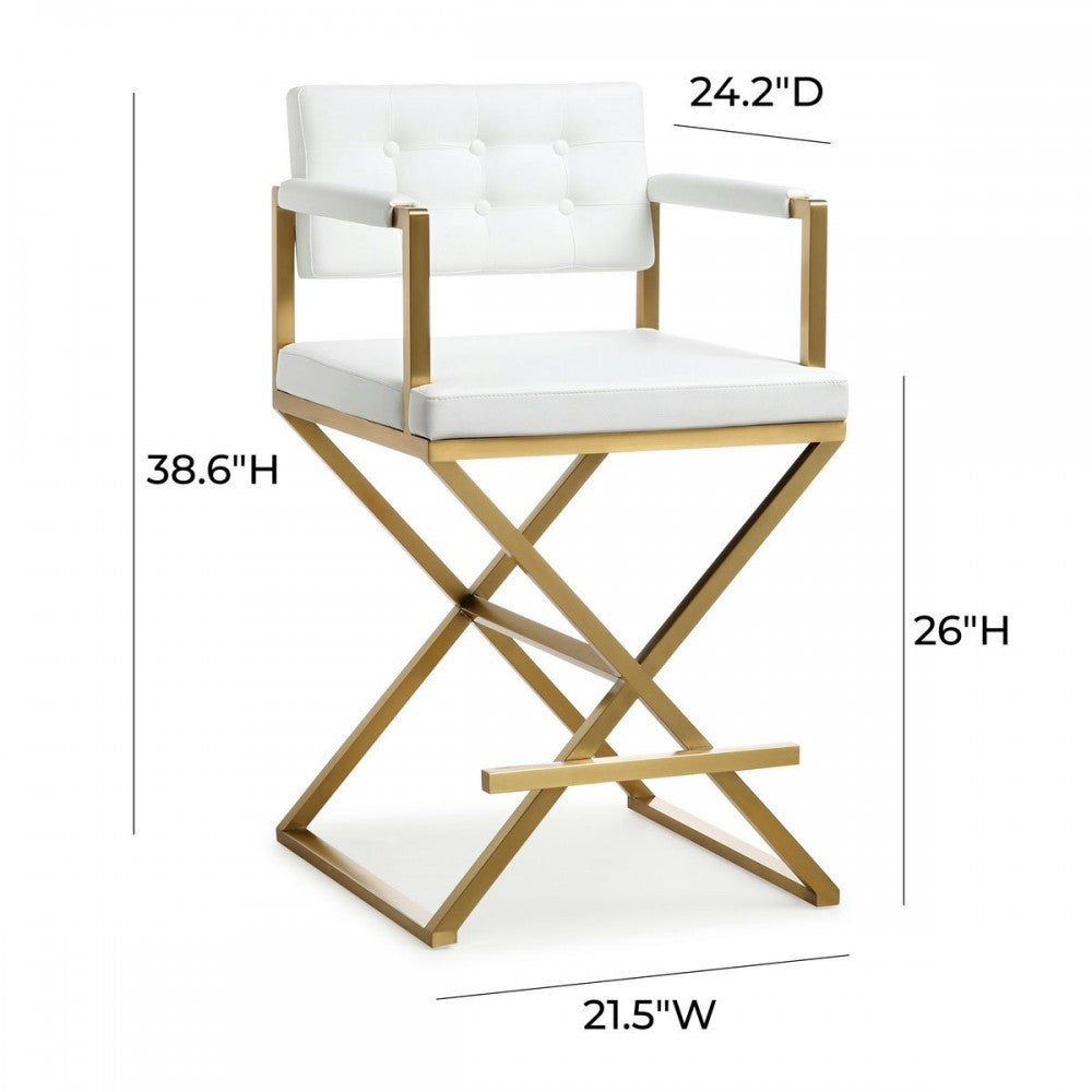 TOV Furniture Director White Gold Steel Counter Stool