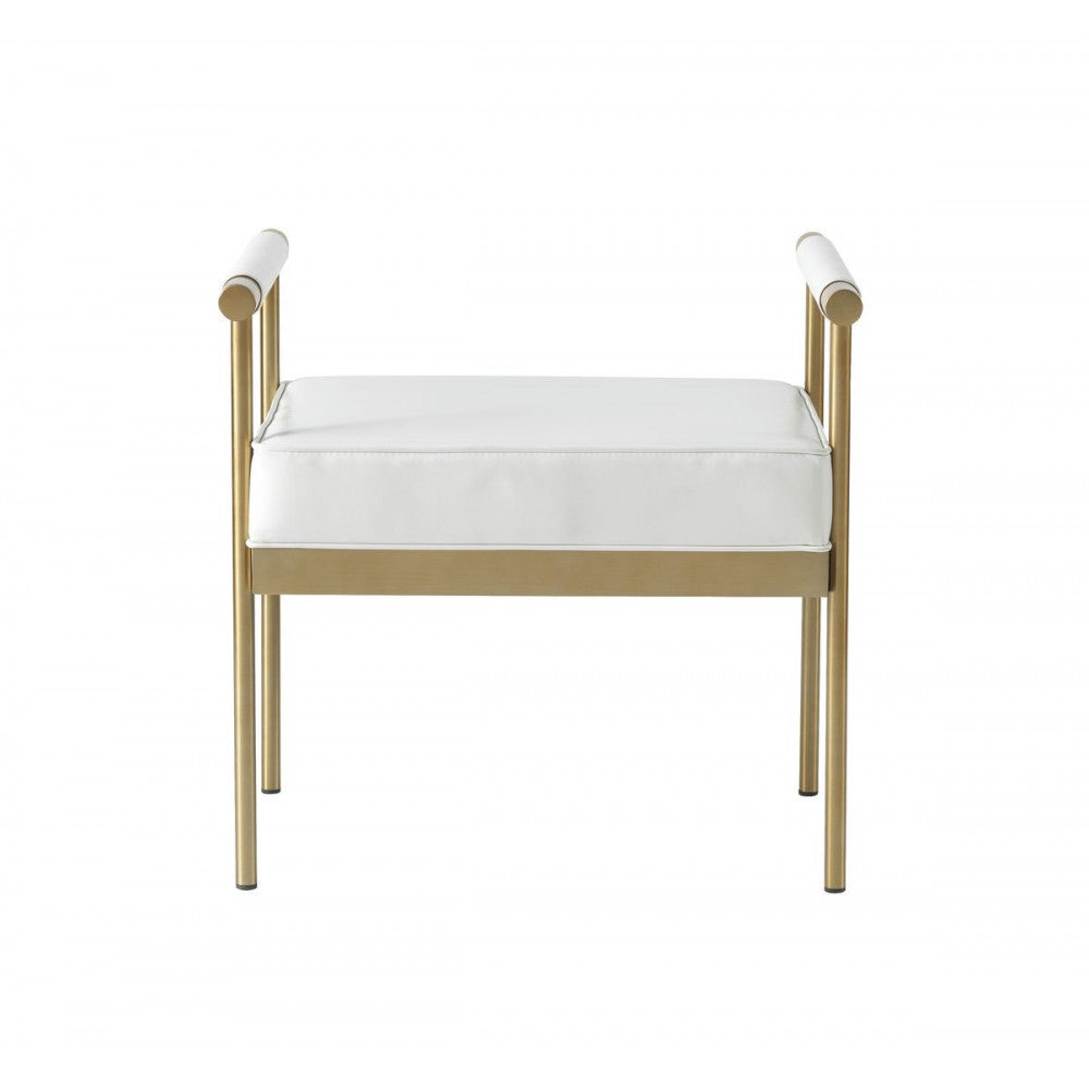 TOV Furniture Diva White Vegan Leather Bench