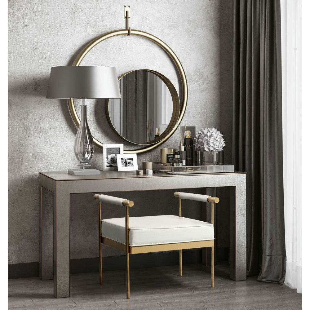 TOV Furniture Diva White Vegan Leather Bench