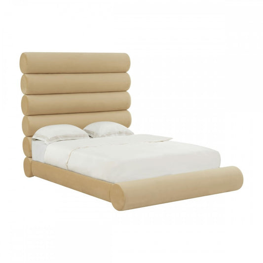 TOV Furniture Durwin Champagne Velvet Bed in Queen