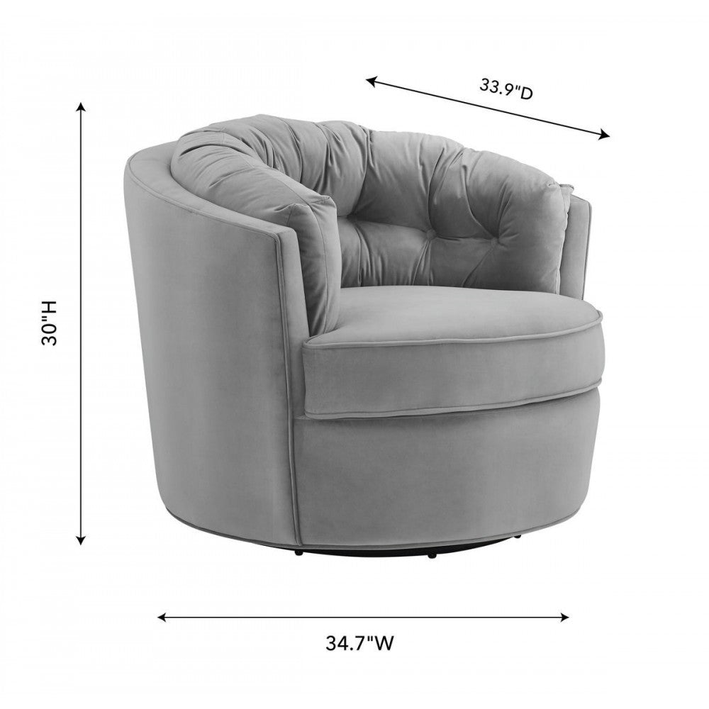 TOV Furniture Eloise Gray Velvet Swivel Chair