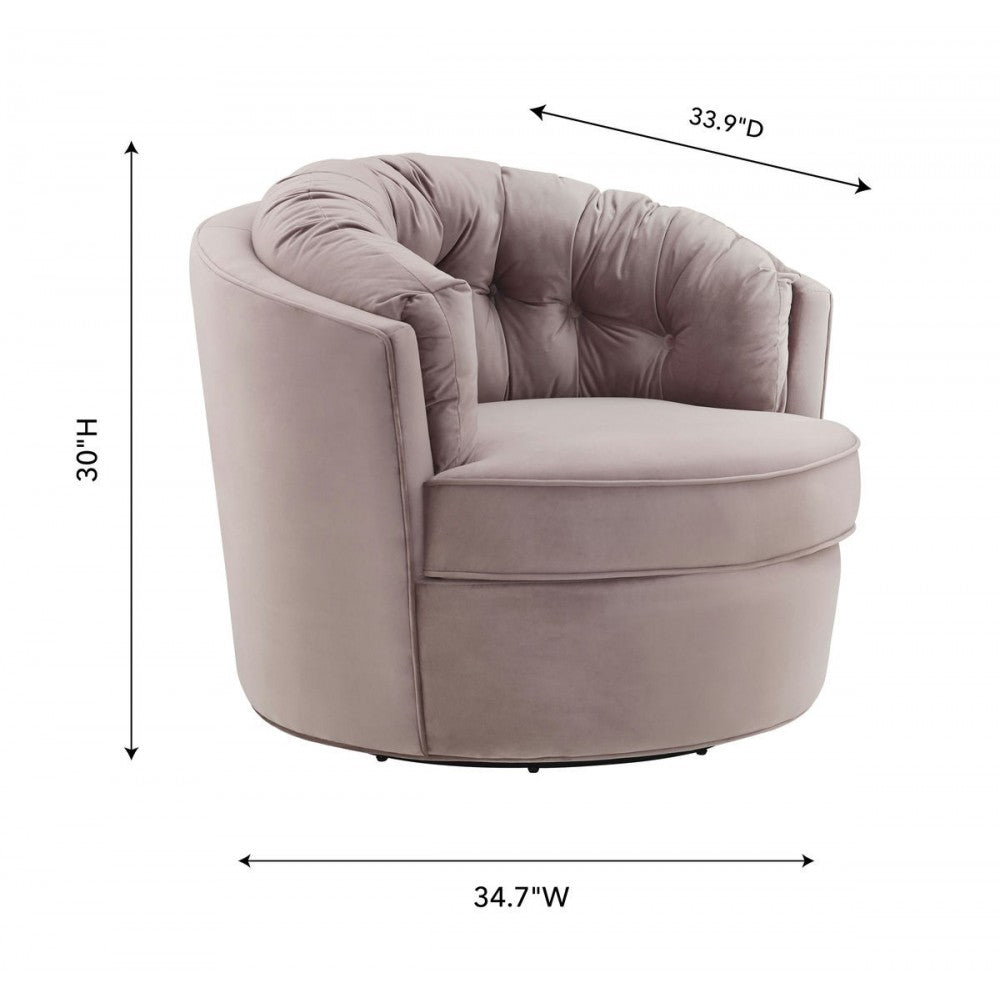 TOV Furniture Eloise Mauve Velvet Swivel Chair