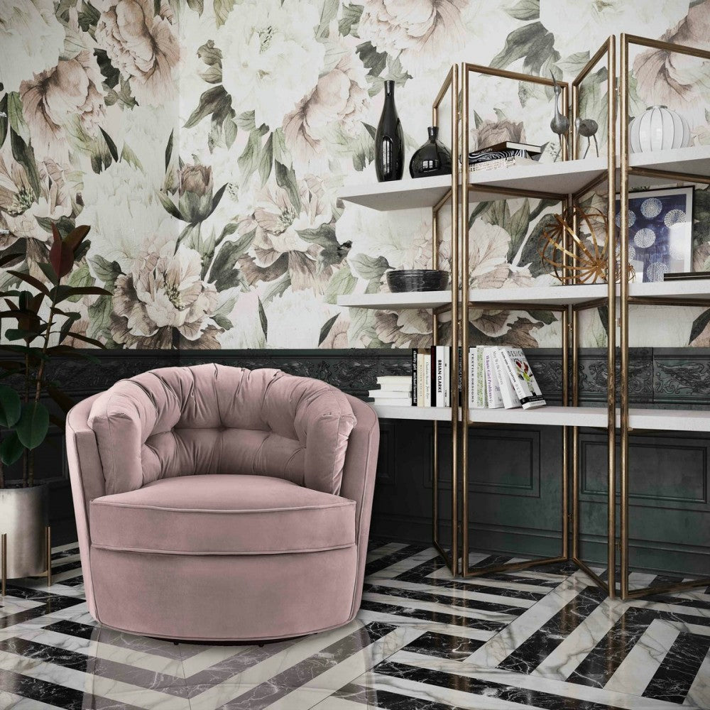 TOV Furniture Eloise Mauve Velvet Swivel Chair