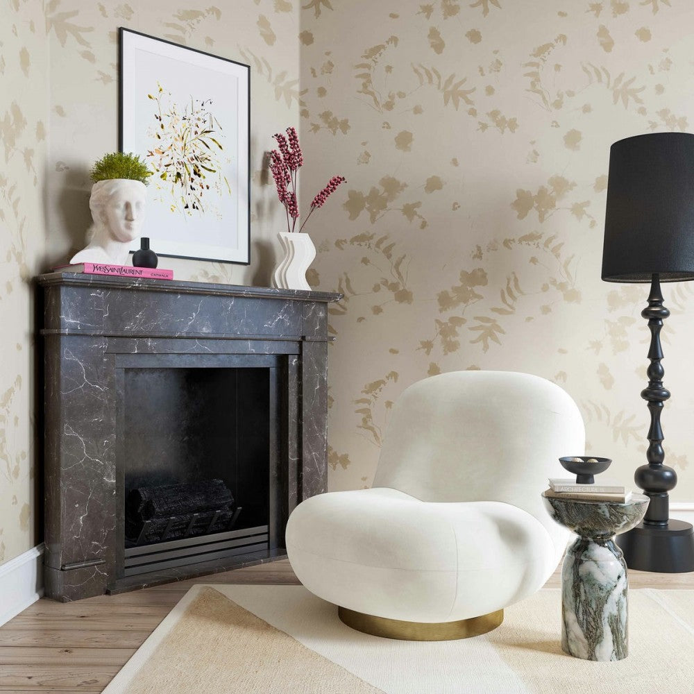 TOV Furniture Emily Cream Velvet Swivel Chair