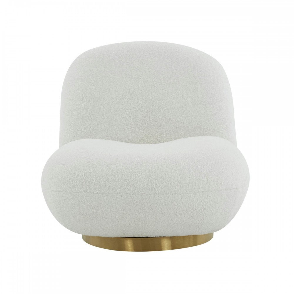 TOV Furniture Emily White Boucle Swivel Chair