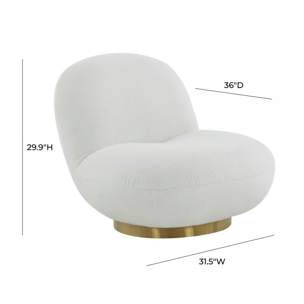 TOV Furniture Emily White Boucle Swivel Chair