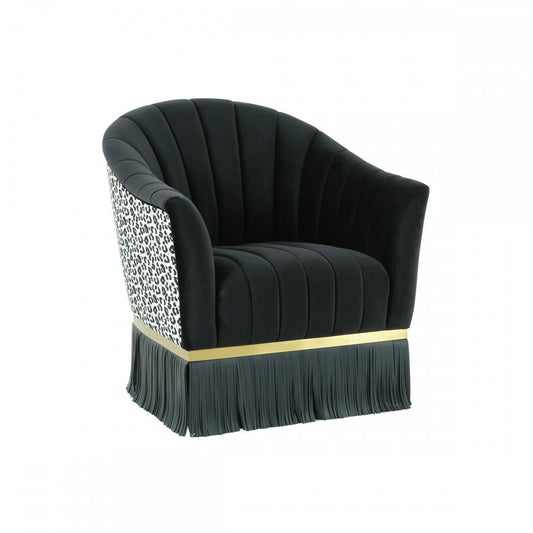 TOV Furniture Enid Black Velvet Swivel Chair