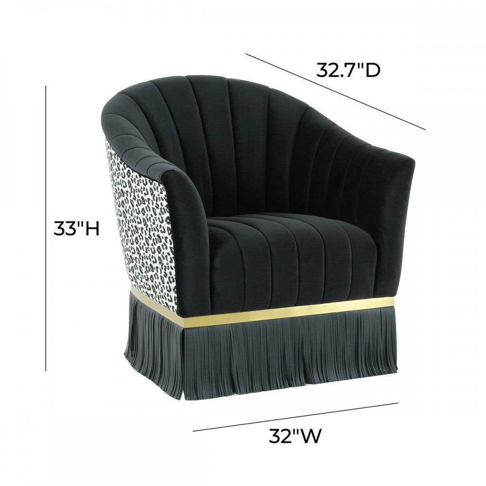 TOV Furniture Enid Black Velvet Swivel Chair