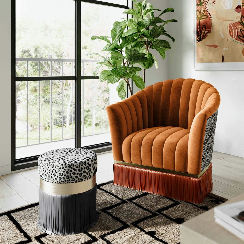 TOV Furniture Enid Cinnamon Velvet Swivel Chair