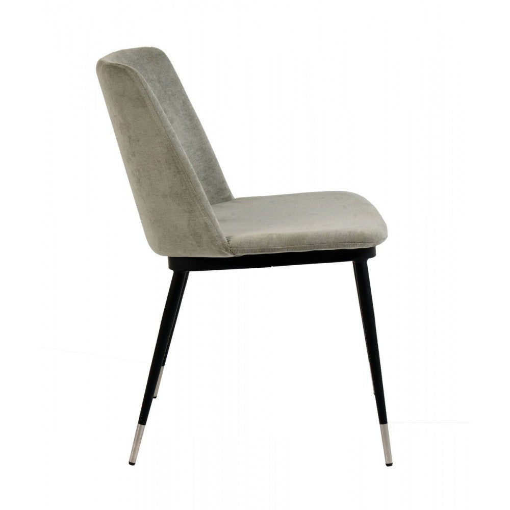 TOV Furniture Evora Gray Velvet Chair - Silver Legs (Set of 2)